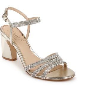 Badgley Mischka Gold Rhinestone Block Heels